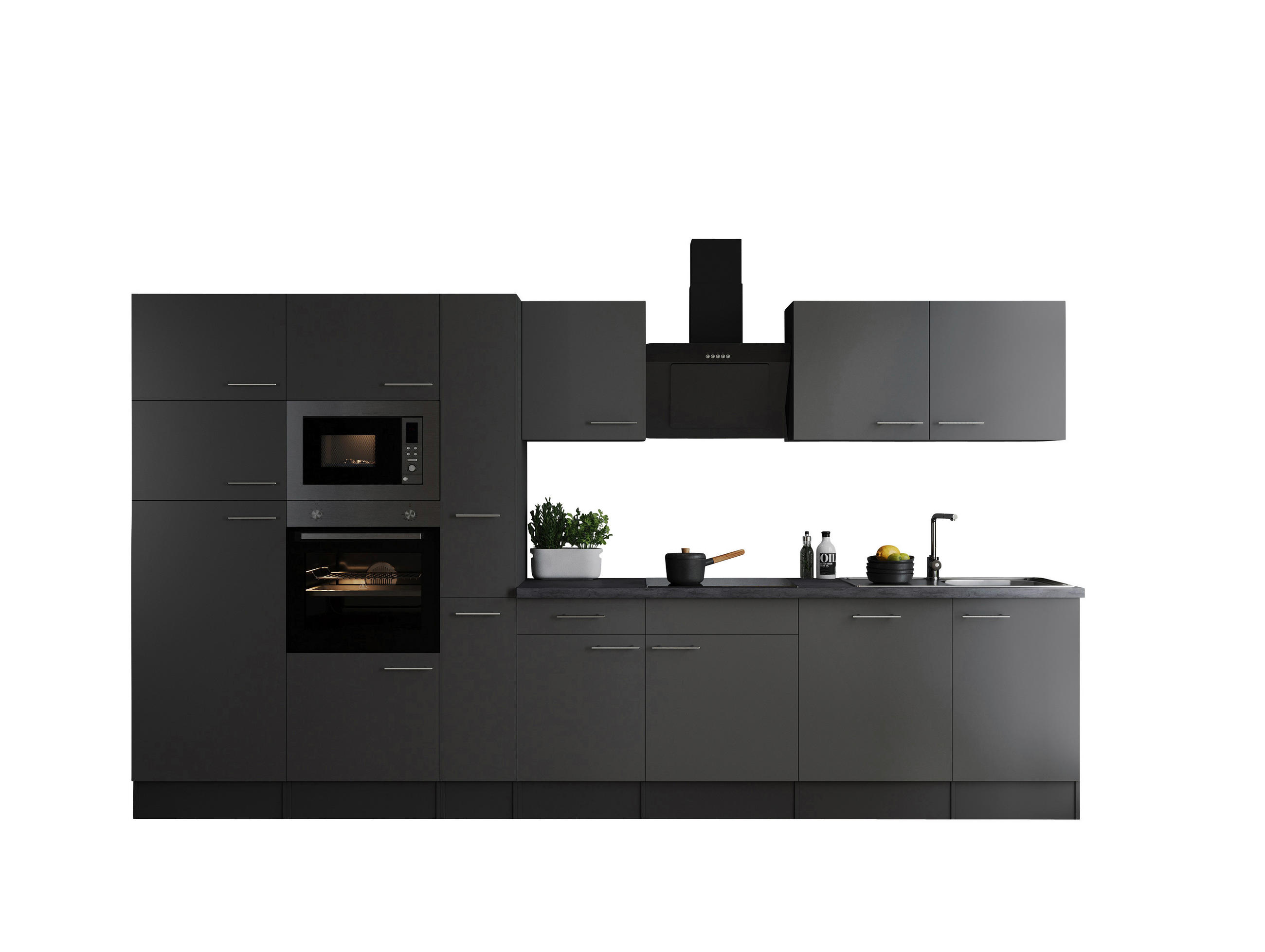 MODULKÖK 370 cm   i grå  - silver/grå, Design, metall/trämaterial (370cm) - Respekta