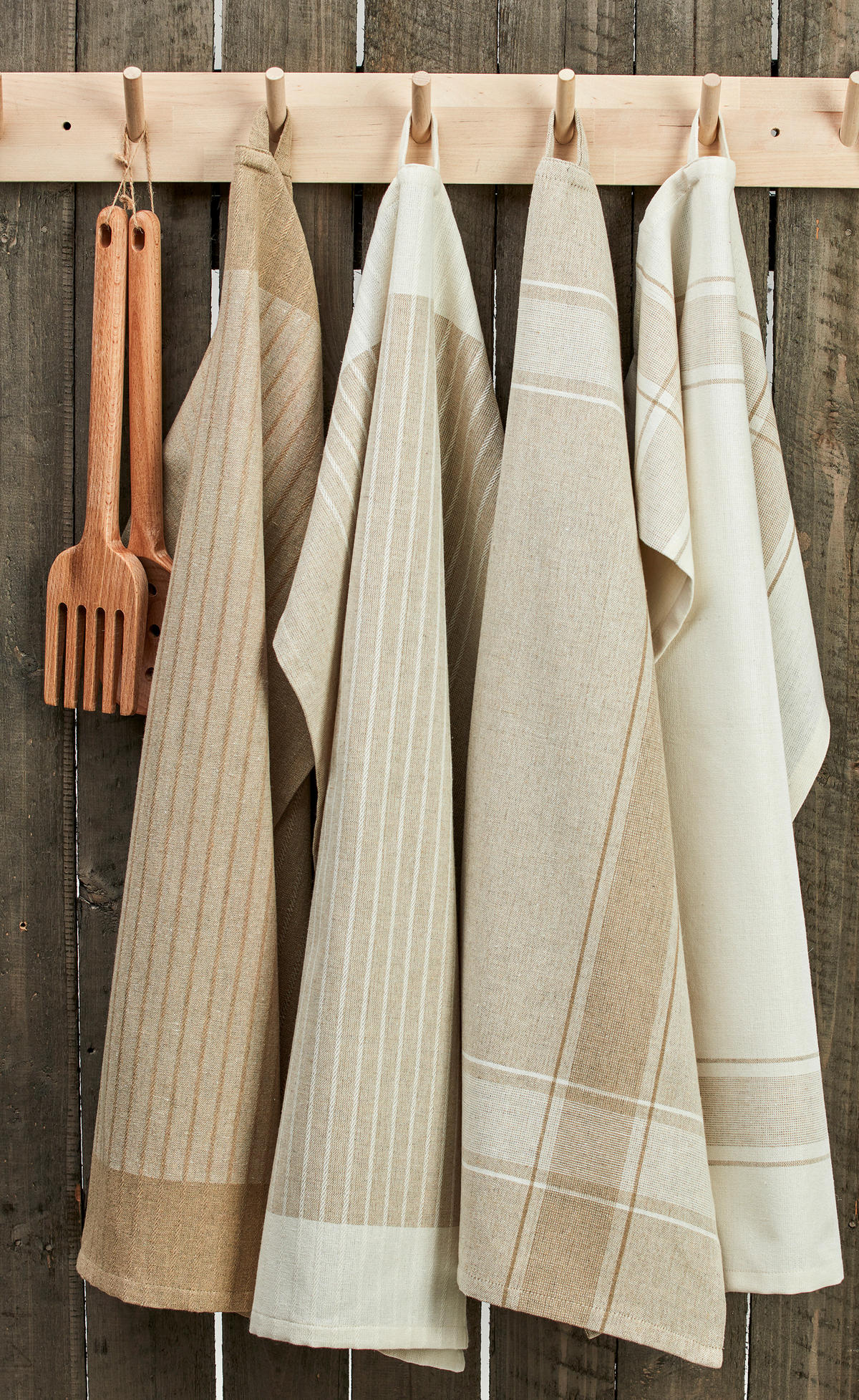 KÖKSHANDDUK SET vit, beige  - vit/beige, Basics, textil (50/70/0.4cm)