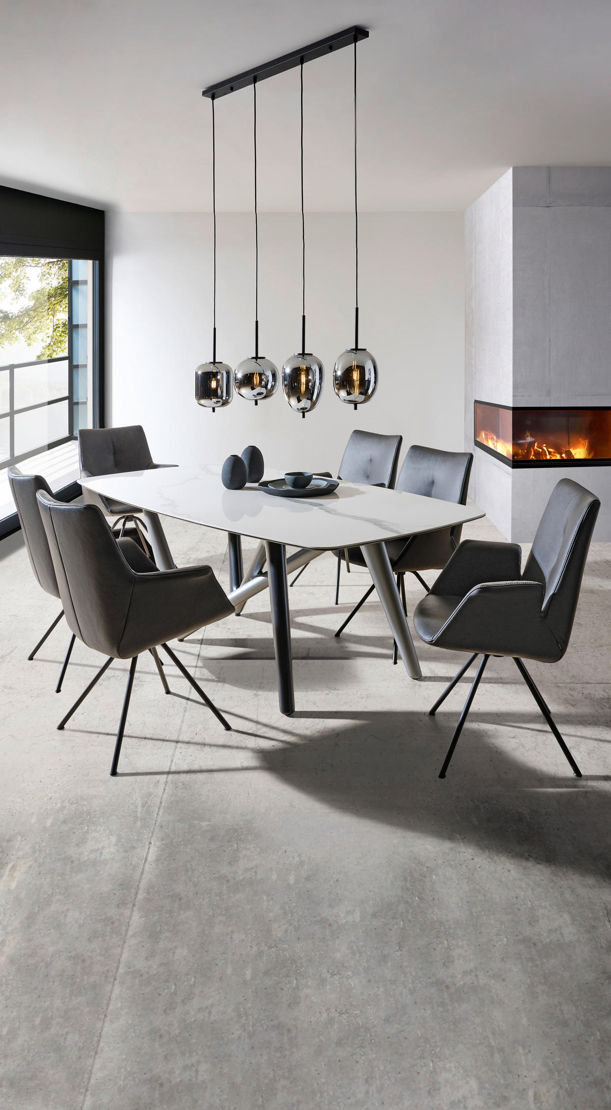 ESSTISCH in Kunststoff, Keramik 220/110/75 cm  - Anthrazit/Weiß, Design, Keramik/Kunststoff (220/110/75cm) - Dieter Knoll