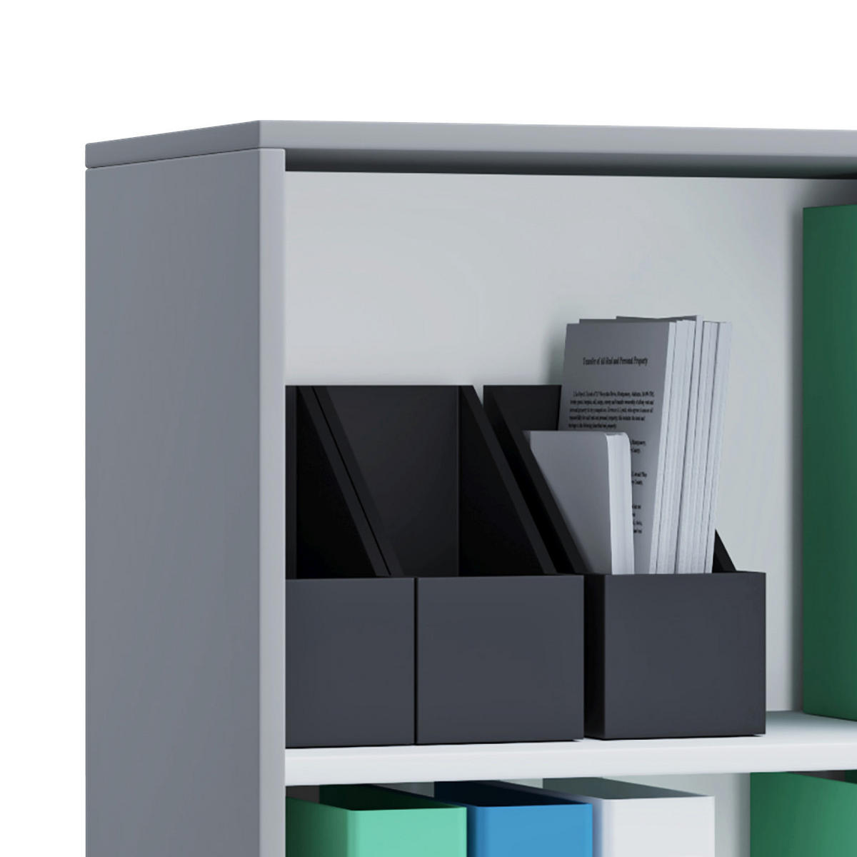 ÉTAGÈRE À DOSSIERS 70/74/37 cm  - Schwarz/Grau, Basics, Holzwerkstoff/Kunststoff (70/74/37cm) - MID.YOU