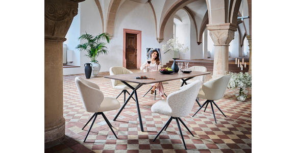 ESSTISCH in Holz, Metall 220/100/75 cm  - Eiche dunkel/Schwarz, Design, Holz/Metall (220/100/75cm) - Dieter Knoll