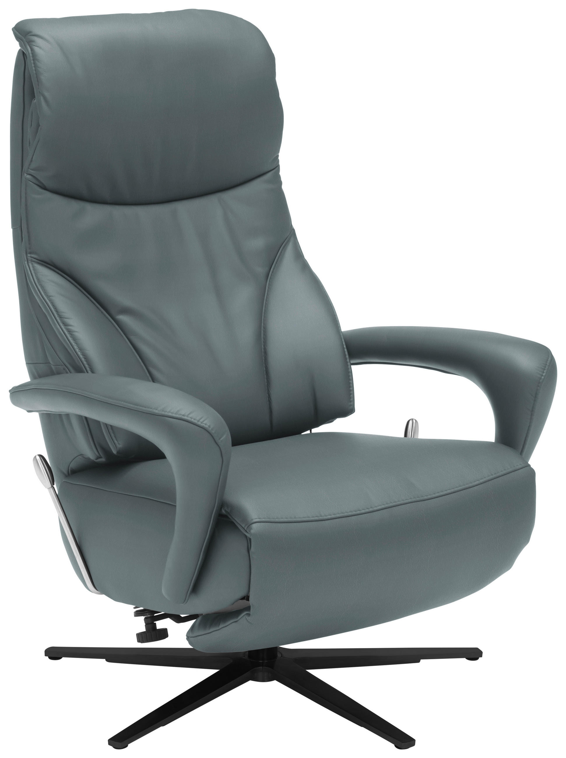 RELAXSESSEL in Leder Blaugrau  - Blaugrau/Schwarz, Design, Leder/Metall (75/106/88cm) - Dieter Knoll
