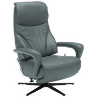 RELAXSESSEL in Leder Blaugrau  - Blaugrau/Schwarz, Design, Leder/Metall (75/106/88cm) - Dieter Knoll
