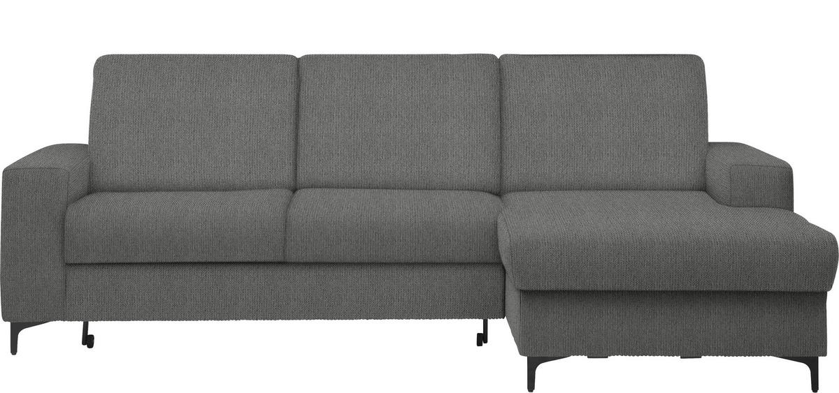 ECKSOFA in Webstoff Braun  - Schwarz/Braun, Konventionell, Textil/Metall (247/167cm) - Stylife