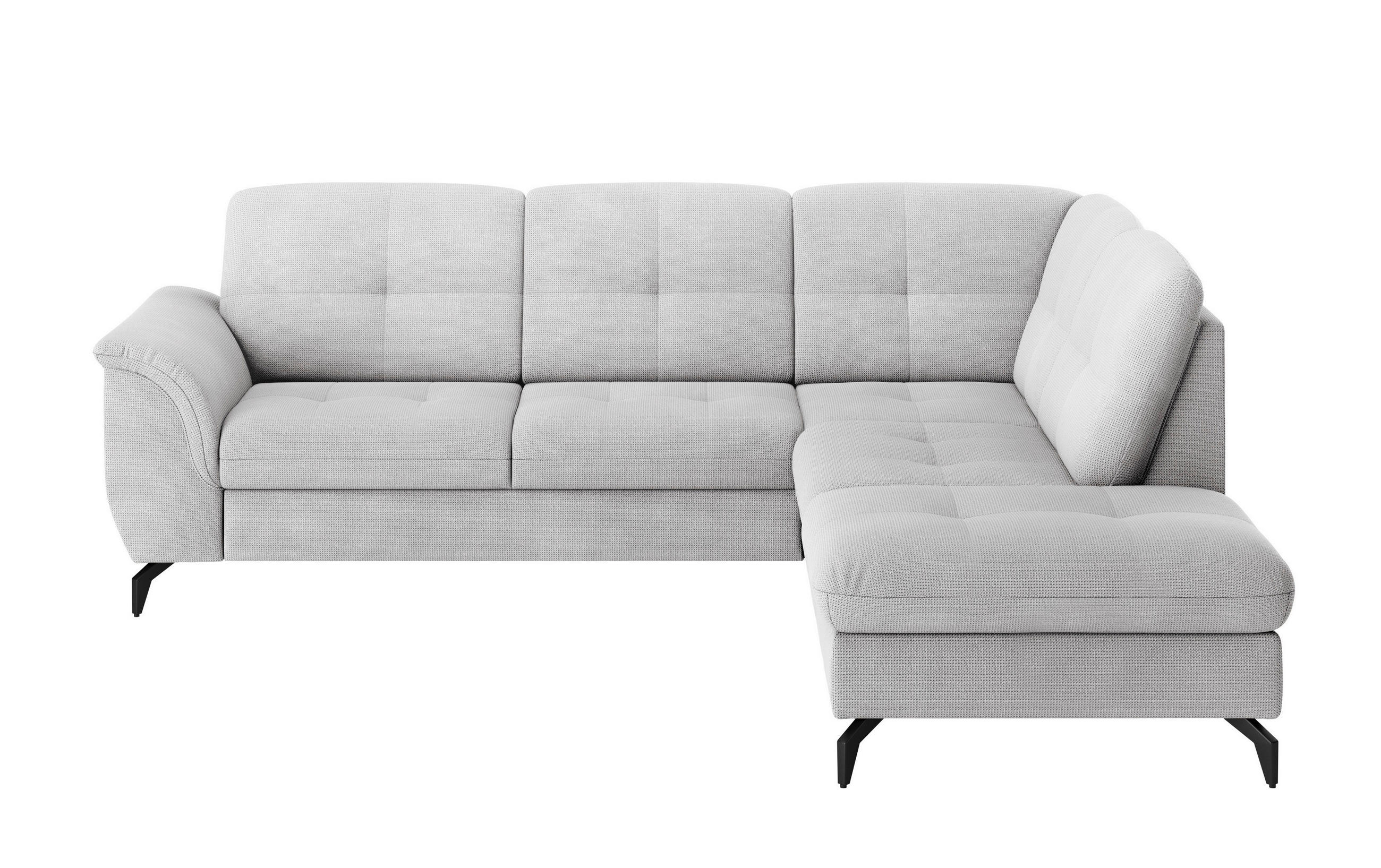ECKSOFA in Flachgewebe Silberfarben  - Silberfarben/Schwarz, Modern, Textil/Metall (244/212cm) - Sit & More