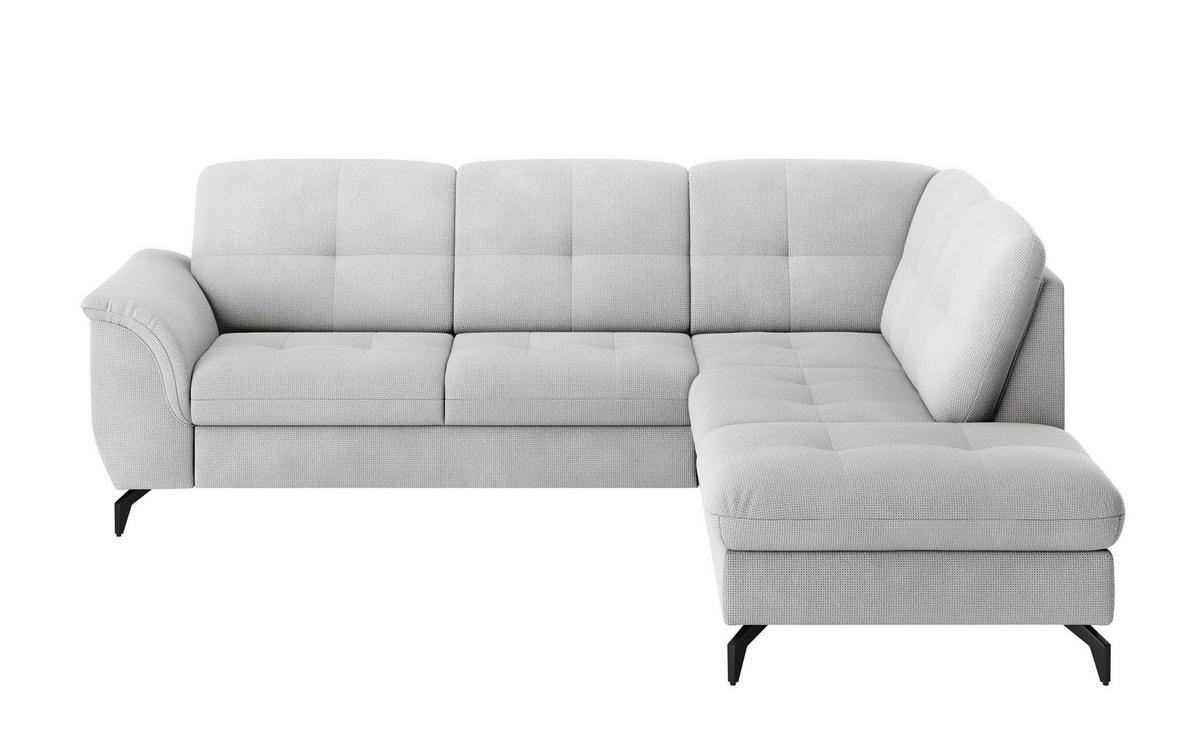 ECKSOFA ZORA E Silberfarben Flachgewebe  - Silberfarben/Schwarz, MODERN, Textil/Metall (244/212cm) - Sit & More