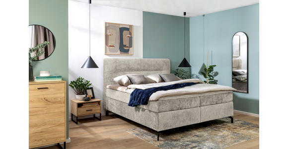 BOXSPRINGBETT 180/200 cm,  in Hellgrau, Topper, H3 + H3 = fest  - Hellgrau/Schwarz, Design, Textil/Metall (180/200cm) - Esposa