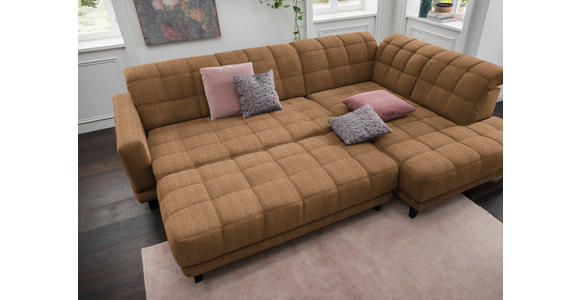 ECKSOFA in Webstoff Braun  - Schwarz/Braun, Design, Holz/Textil (302/216cm) - Xora