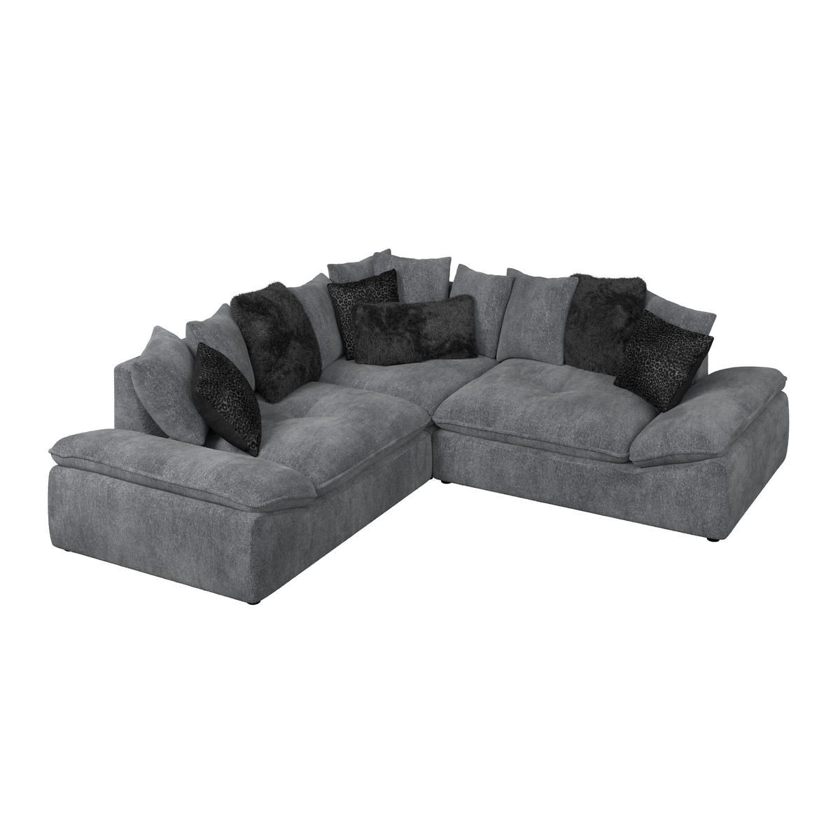 ECKSOFA Anthrazit  - Anthrazit/Schwarz, Trend, Textil (278/278cm) - MID.YOU