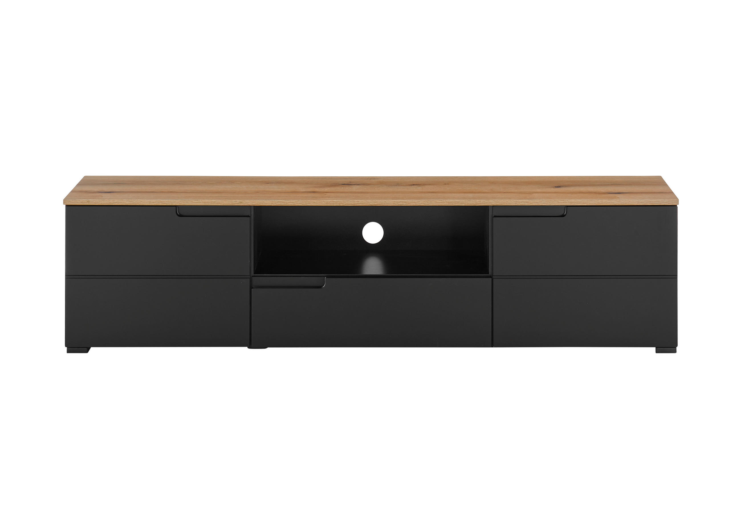 NÍZKÁ KOMODA, černá, barvy dubu, 165/42/40 cm - černá/barvy dubu, Design, kompozitní dřevo/plast (165/42/40cm) - home24