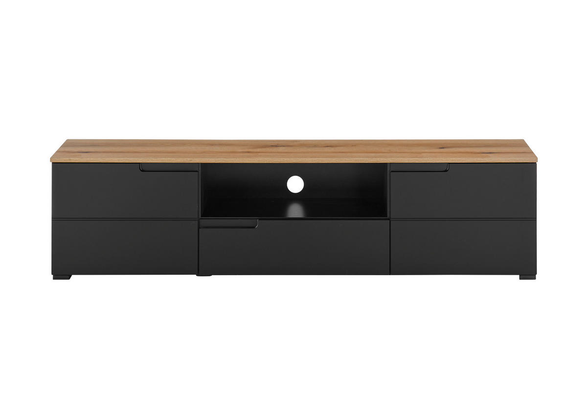 NÍZKA KOMODA, čierna, farba duba, 165/42/40 cm - čierna/farba duba, Design, kompozitné drevo/plast (165/42/40cm) - home24