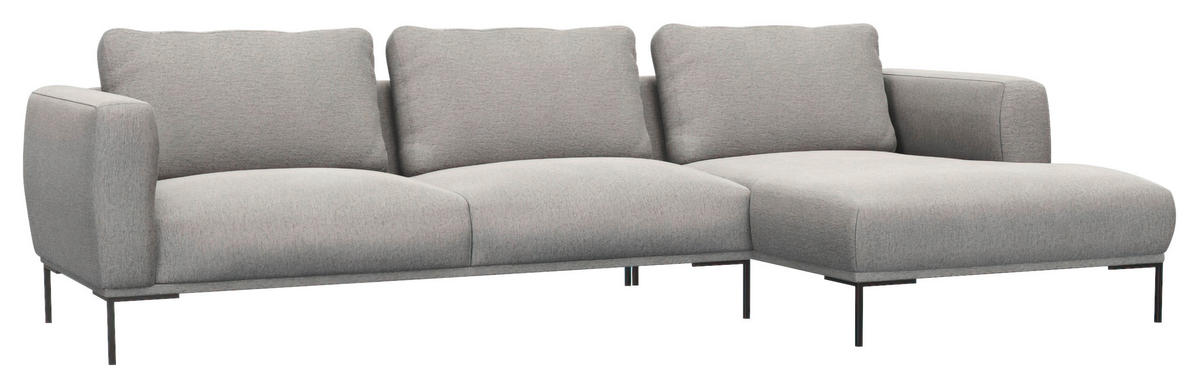 ECKSOFA Grau Webstoff, Flachgewebe  - Schwarz/Grau, Design, Textil/Metall (303/148cm) - Livetastic