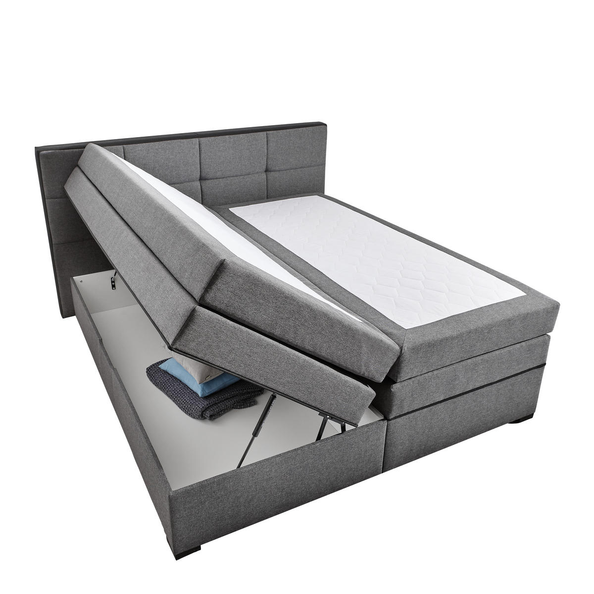 BOXSPRINGBETT 180/200 cm  in Grau, Schwarz  - Wengefarben/Schwarz, Design, Holz/Holzwerkstoff (180/200cm) - Livetastic
