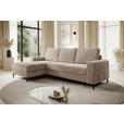 ECKSOFA Taupe Cord  - Taupe/Schwarz, KONVENTIONELL, Textil/Metall (150/240cm) - Carryhome