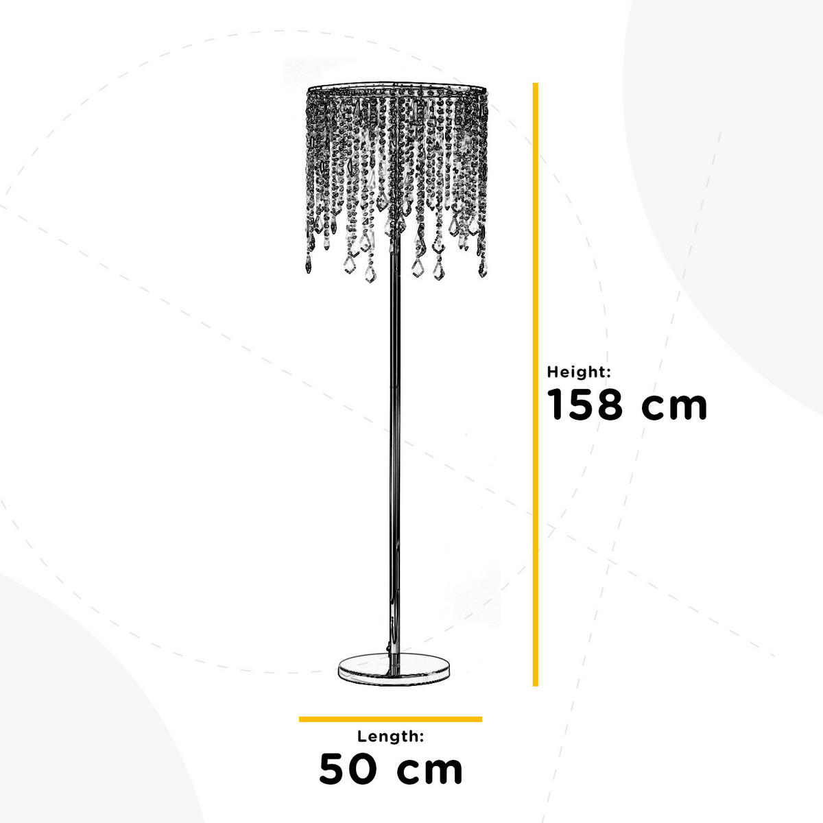 STEHLEUCHTE 50/30/158 cm    - Chromfarben/Hellgrau, Design, Glas/Kunststoff (50/30/158cm)