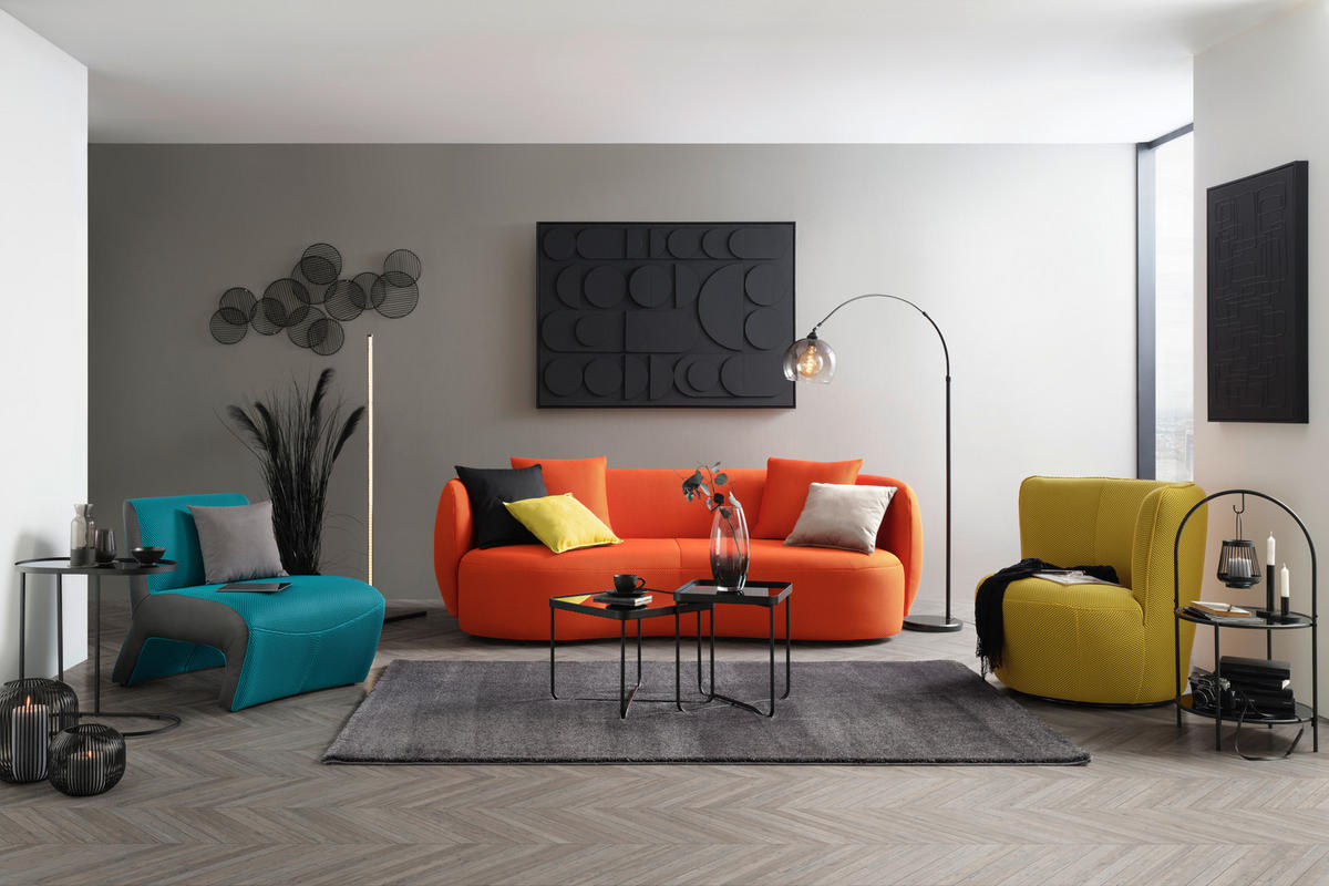 BIG SOFFA i orange  - orange/svart, Modern, textil/plast (235/72/110cm) - MID.YOU