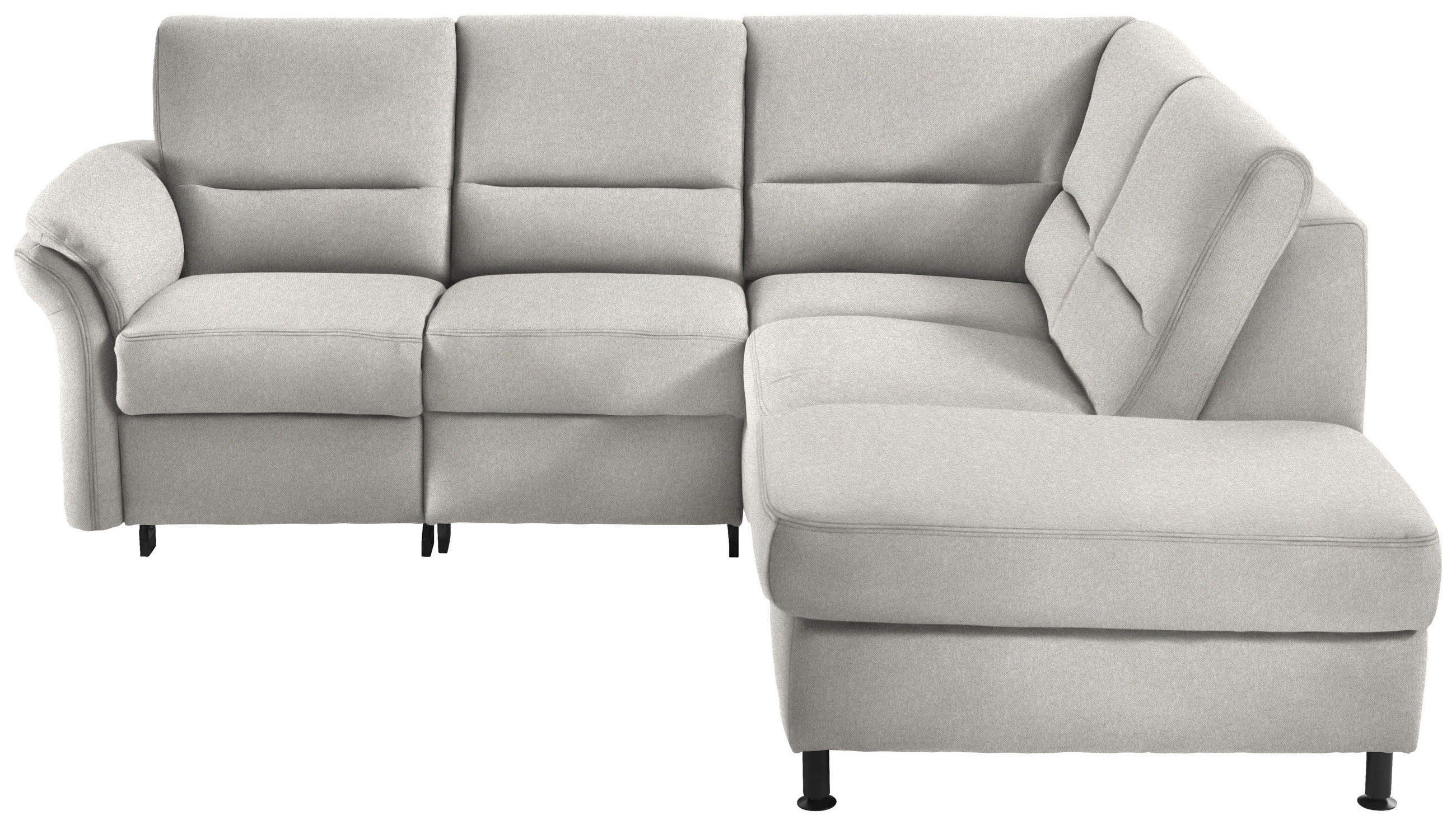 ECKSOFA in Flachgewebe Hellgrau  - Hellgrau/Schwarz, Modern, Textil/Metall (227/203cm) - Beldomo System