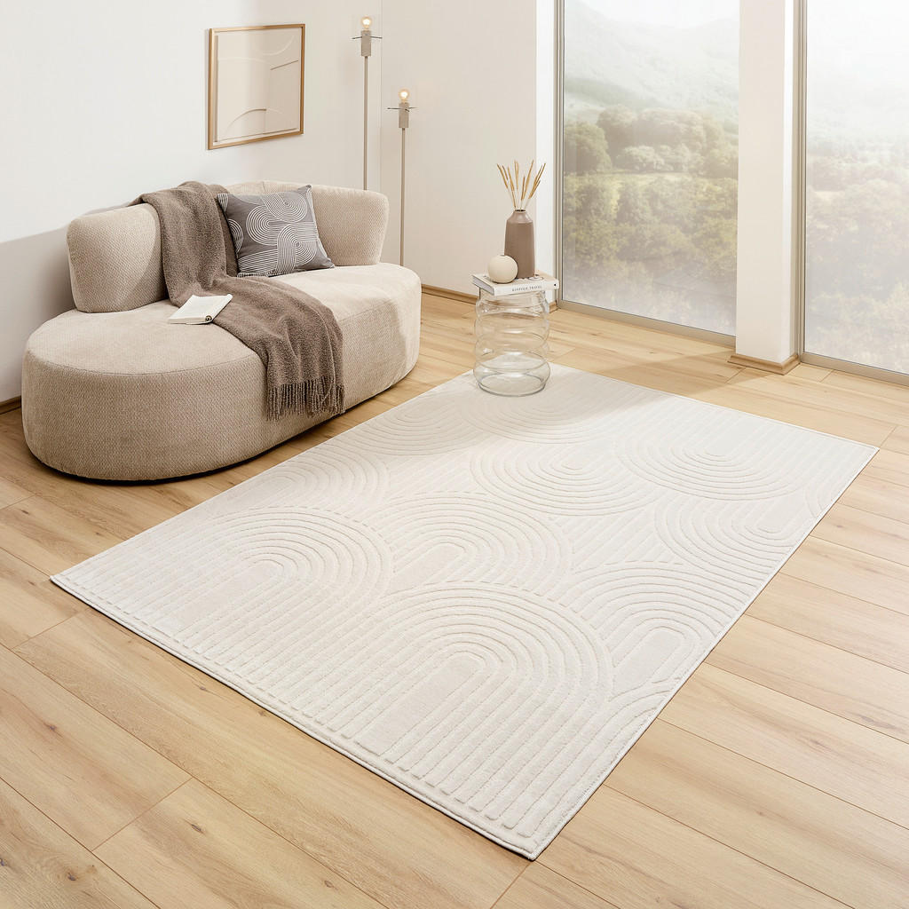 Thumbnail - Novel Webteppich, Weiß, Kunststoff, Textil, Retro, rechteckig, 160x220 cm, Oeko-Tex® Standard 100, für Fußbodenheizung g...