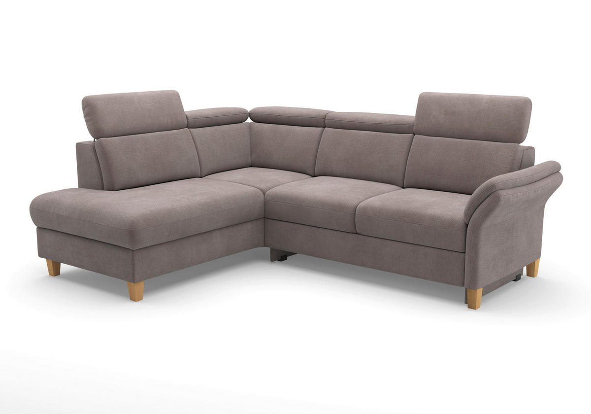 ECKSOFA GLENDALE E Taupe Flachgewebe  - Taupe/Eichefarben, KONVENTIONELL, Holz/Textil (193/247cm) - Sit & More