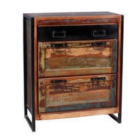 SCHUHSCHRANK Altholz massiv Multicolor  - Multicolor/Schwarz, Design, Holz/Metall (80/96/40cm) - MID.YOU