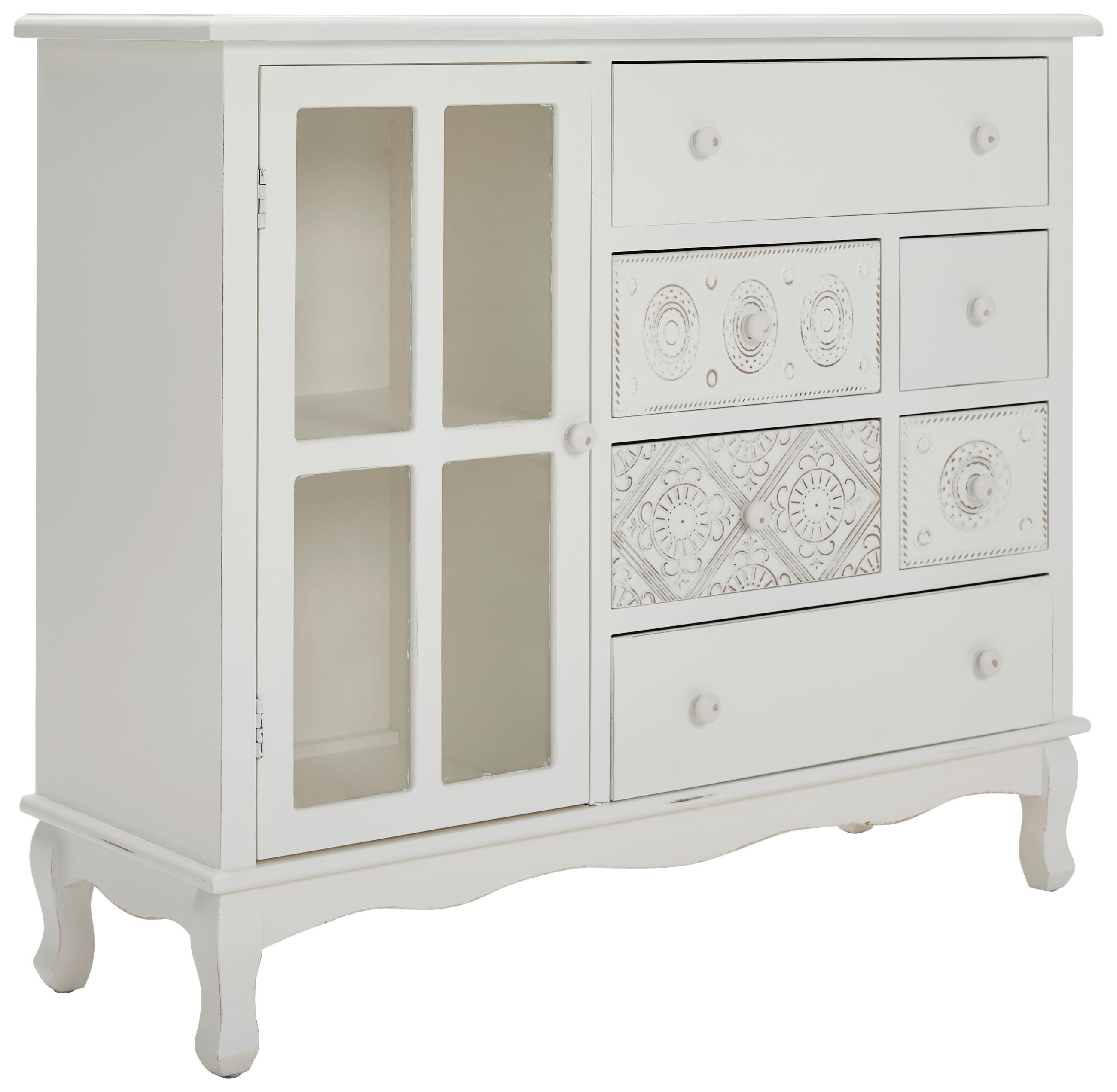 KOMMODE 106/90/36,5 cm in Weiss - Weiss, Romantik / Landhaus, Glas/Holz (106/90/36,5cm) - Landscape