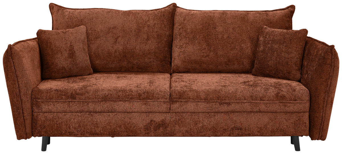 CANAPEA EXTENSIBILĂ textil teracotă  - teracotă/negru, Konventionell, lemn/textil (238/99/108cm) - Carryhome