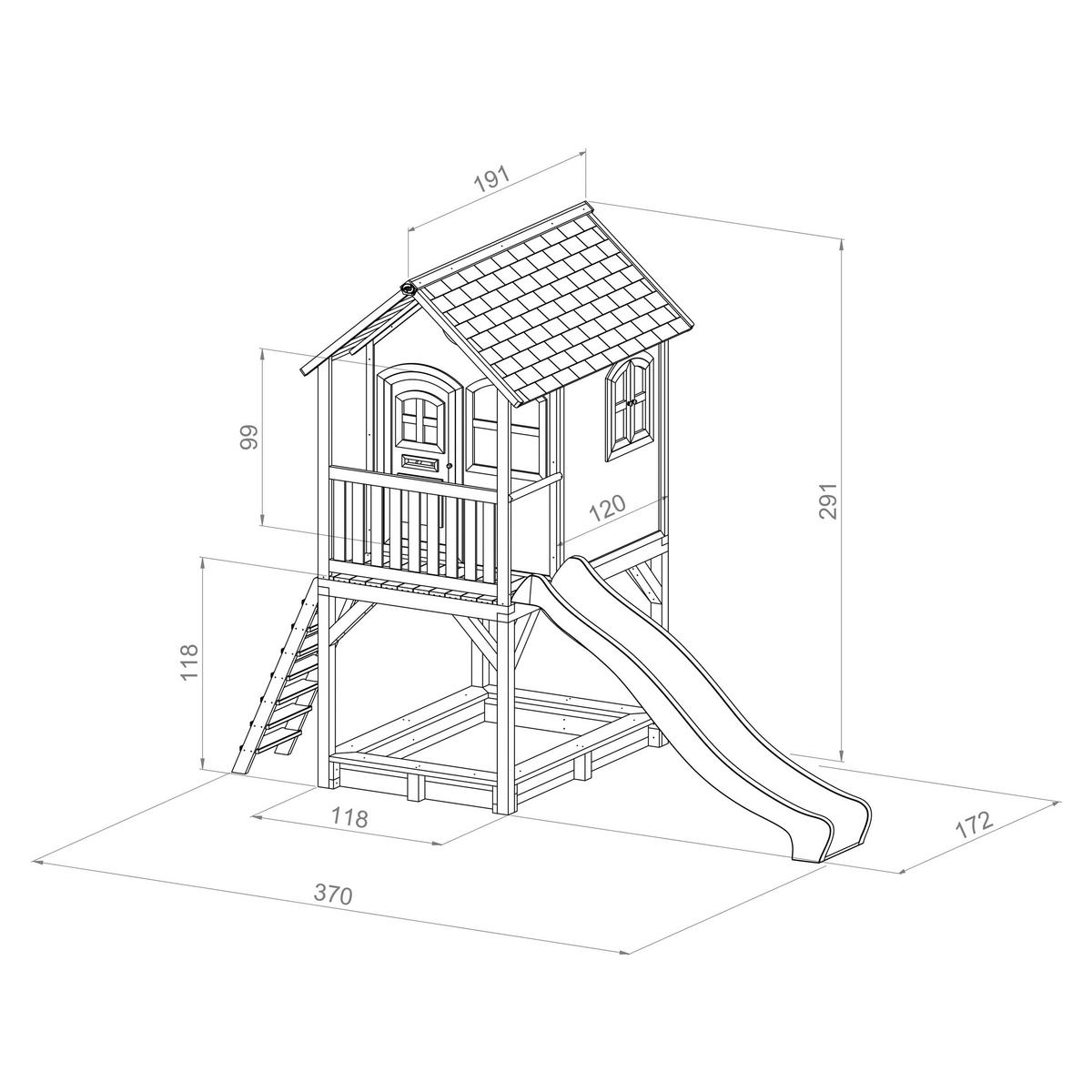 SPIELHAUS SARAH 370/291/191 cm  - Braun/Weiß, KONVENTIONELL, Holz/Kunststoff (370/291/191cm) - Ambia Garden