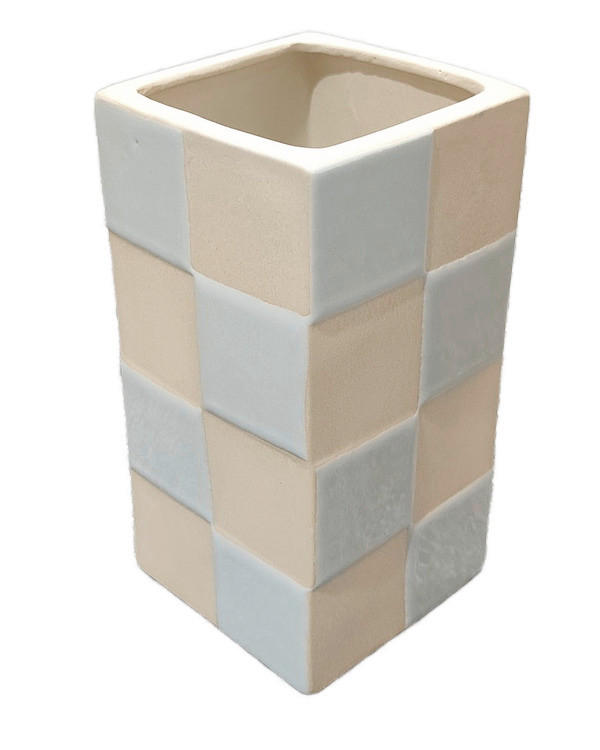 Vază 17.3 cm  - albastru/culoare natur, Design, ceramică (9/17,3/9cm) - Ambia Home