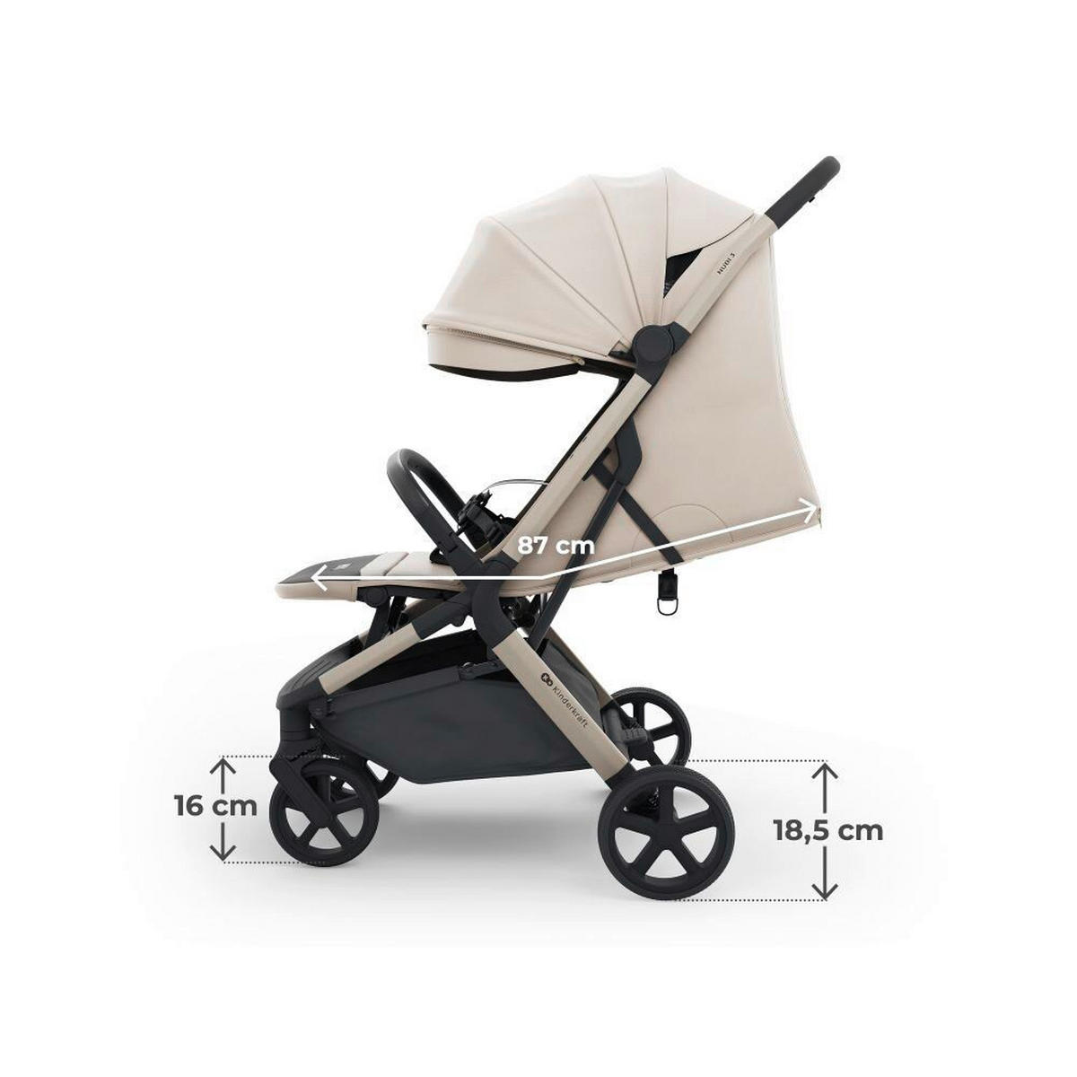 DJEČJA KOLICA  NUBI 3  - boje pijeska, Basics, metal/tekstil (68,5/53/106,5cm) - Kinderkraft