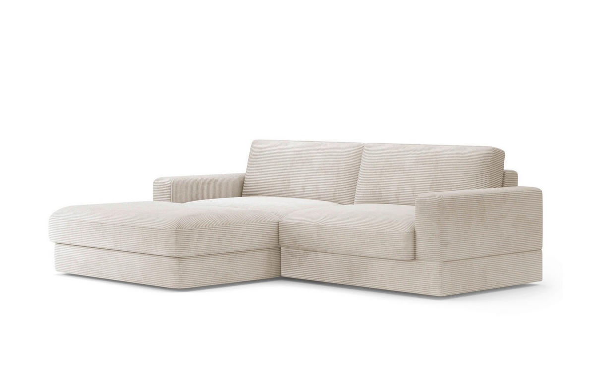 ECKSOFA FABIO E Creme Cord  - Creme/Schwarz, MODERN, Kunststoff/Textil (196/264cm) - Sit & More