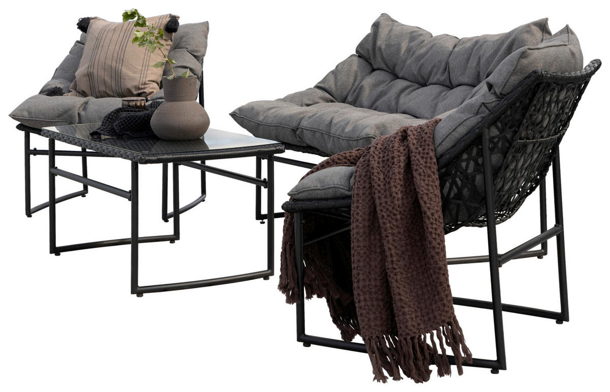 LOUNGEGRUPP  - grå/svart, Klassisk, metall/textil - Gardenson