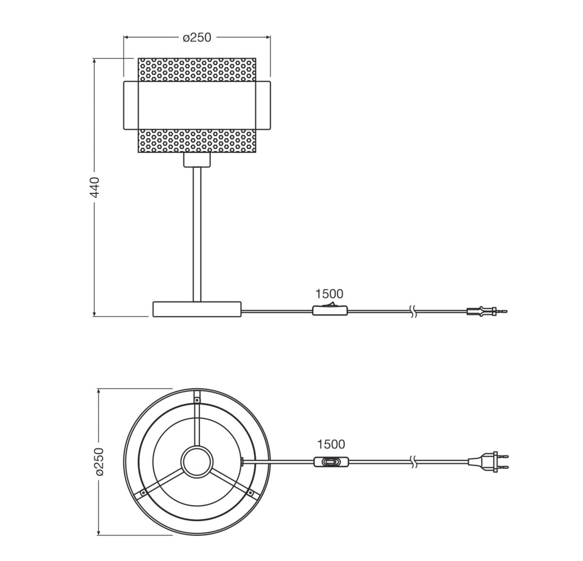 TISCHLEUCHTE 25/44 cm   - Goldfarben/Schwarz, KONVENTIONELL, Textil/Metall (25/44cm) - Osram
