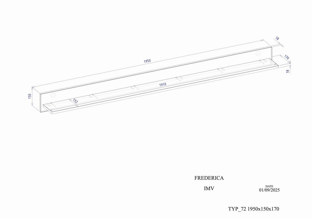 WANDBOARD in 195/15/17 cm Eichefarben  - Eichefarben, Design, Holzwerkstoff (195/15/17cm) - MID.YOU