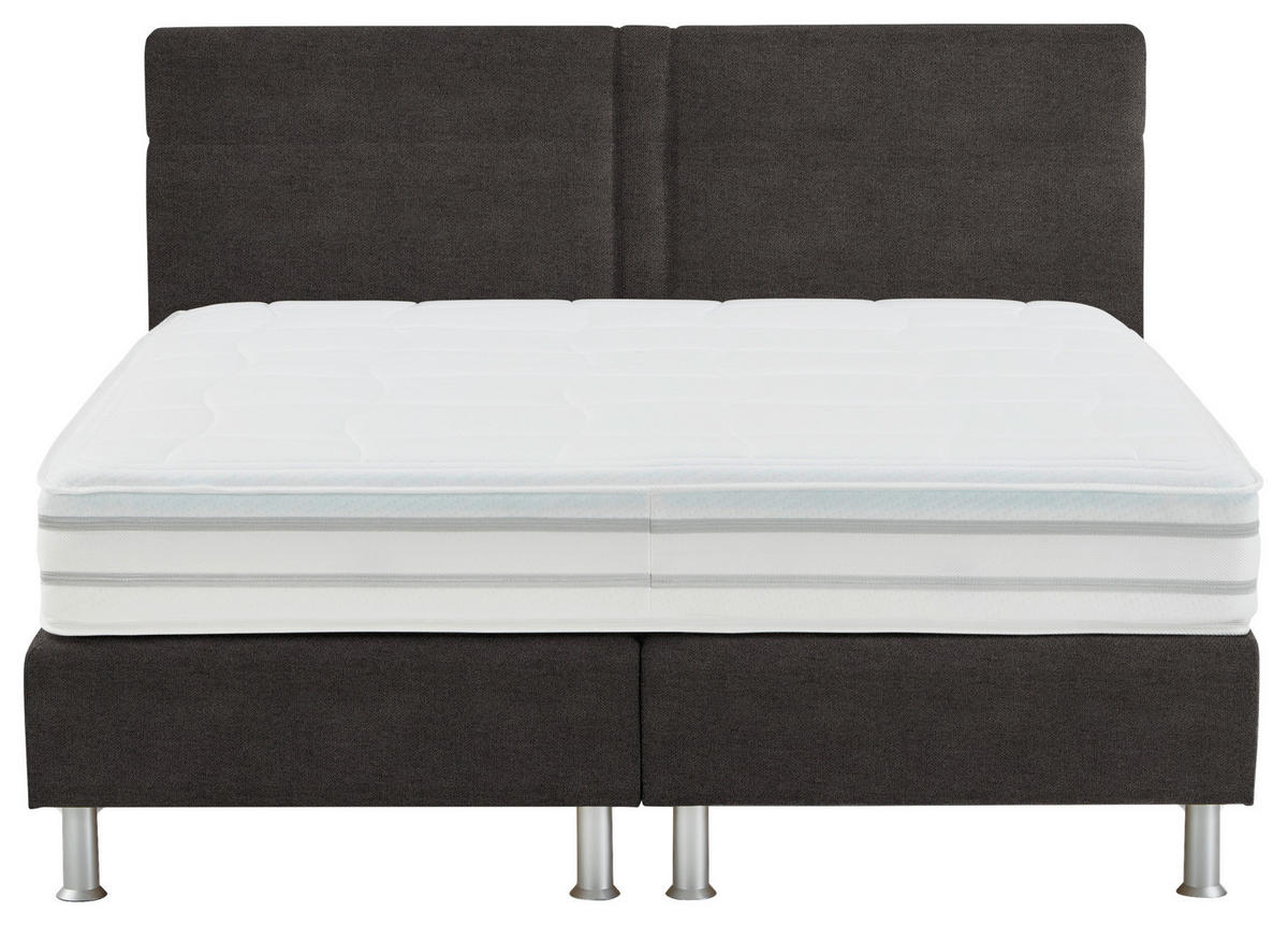 BOXSPRINGBETT 180/200 cm  in Braun  - Alufarben/Braun, Design, Kunststoff/Textil (180/200cm) - Beldomo - Sleep