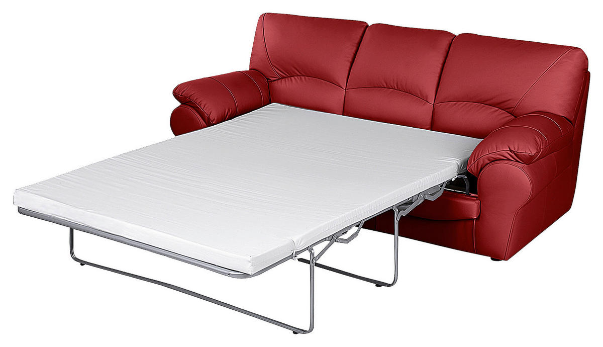 SCHLAFSOFA  in Echtleder Rot  - Rot/Schwarz, Design, Leder/Kunststoff (205/92/85cm) - Livetastic