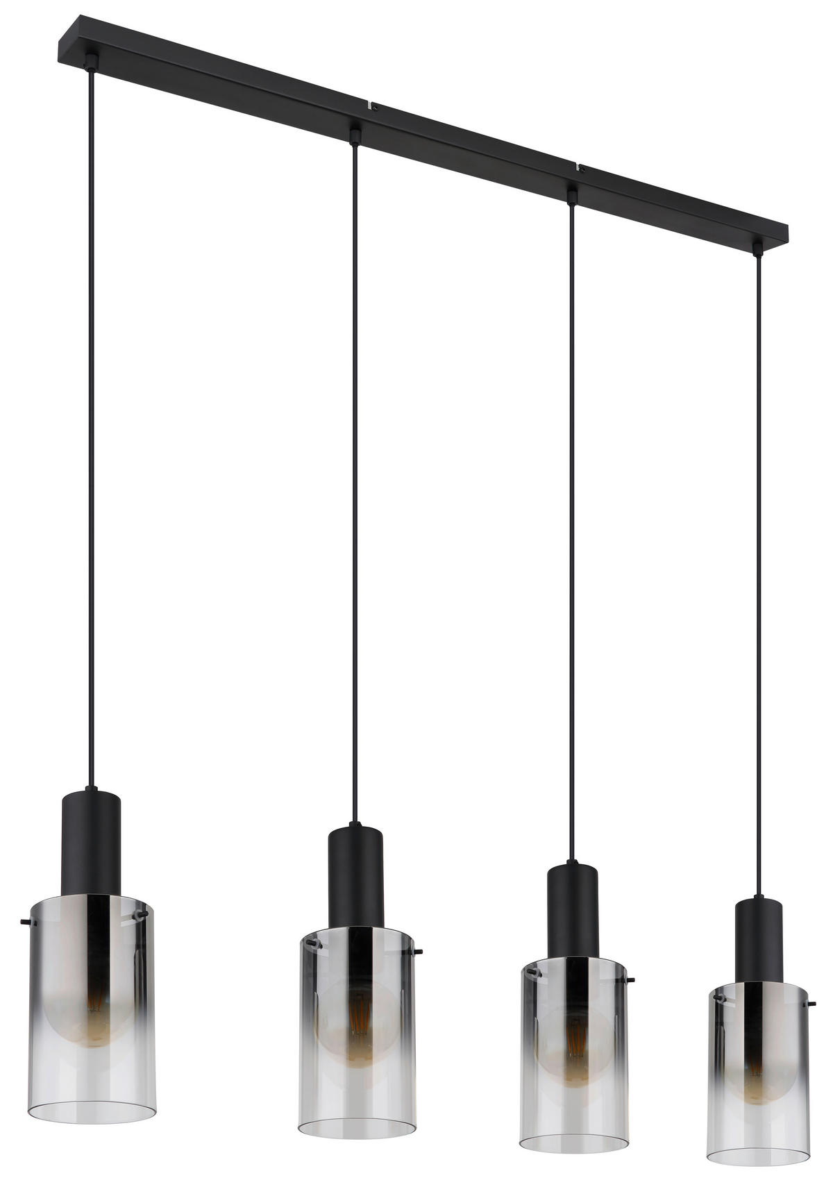 HÄNGELEUCHTE 102,5/12,5/150 cm    - Klar/Schwarz, Design, Glas/Kunststoff (102,5/12,5/150cm) - Globo
