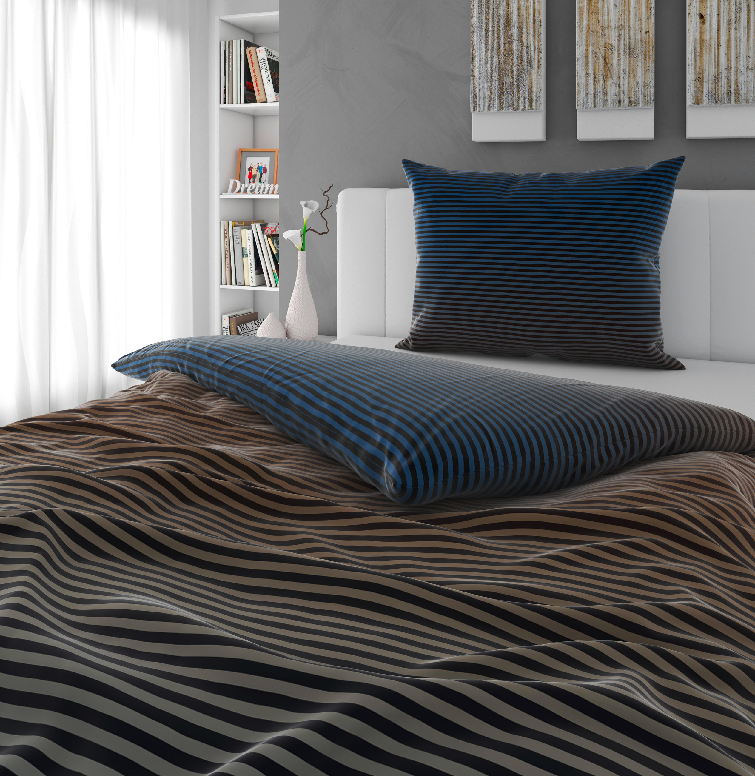 BETTWÄSCHE Satin 140/200 cm  - Blau/Gelb, Textil (140/200cm) - Novel