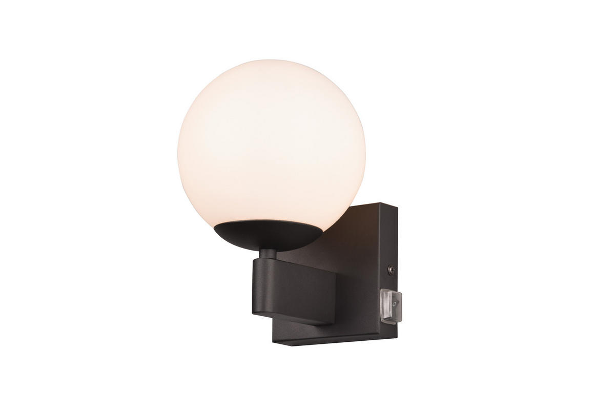 BADEZIMMER-WANDLEUCHTE Kula 14/20 cm   - Schwarz/Weiß, MODERN, Glas/Metall (14/20cm) - Trio Leuchten