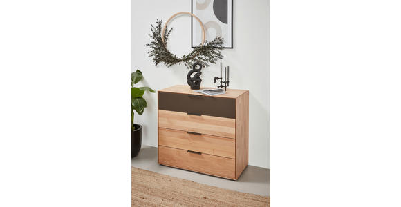 KOMMODE in 91,5/84,7/44,2 cm - Dunkelbraun/Erlefarben, Natur, Glas/Holz (91,5/84,7/44,2cm) - Valnatura