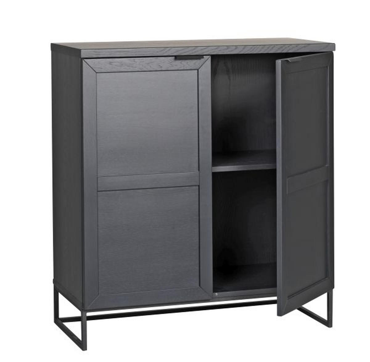 HÖG BYRÅ 95/125/41 cm  - svart, Modern, metall/trä (95/125/41cm) - Rowico