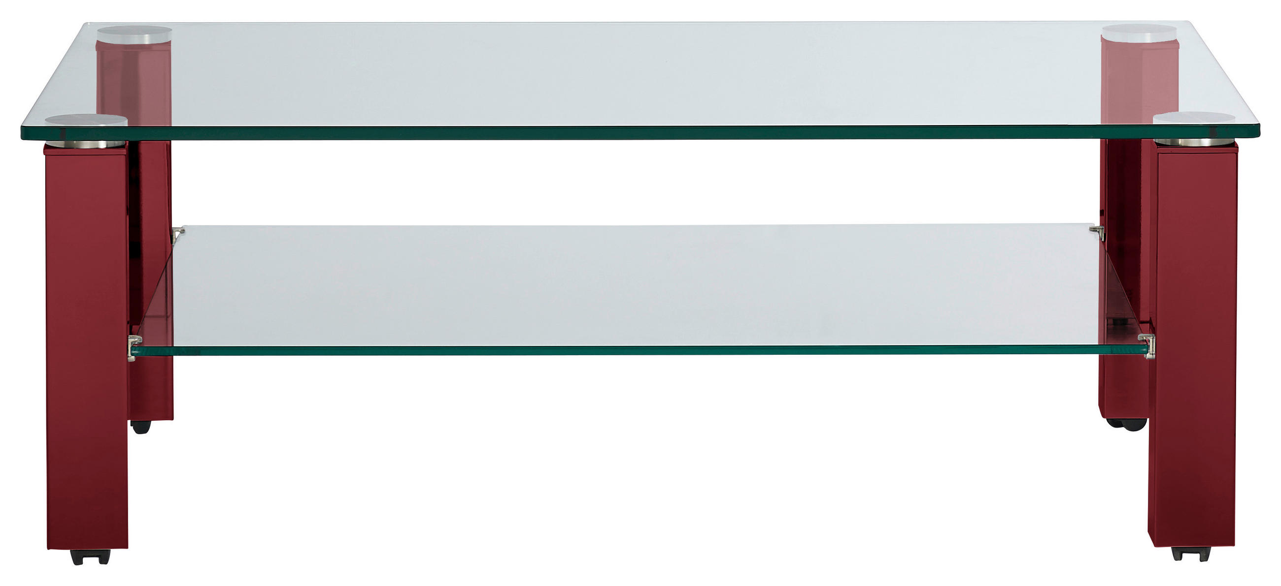 COUCHTISCH in Metall, Glas 110/70/42,5 cm  - Weinrot, Design, Glas/Kunststoff (110/70/42,5cm)