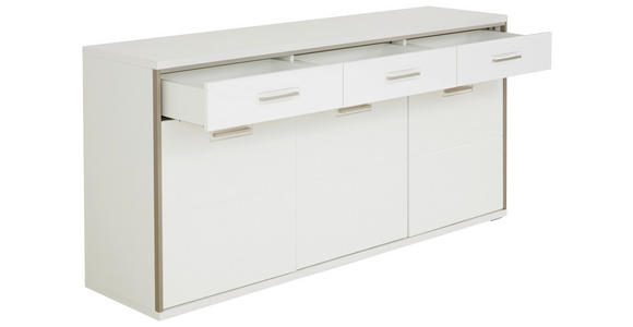 SIDEBOARD in 184/89/45 cm - Edelstahlfarben/Weiß, Design, Holzwerkstoff/Metall (184/89/45cm) - Xora