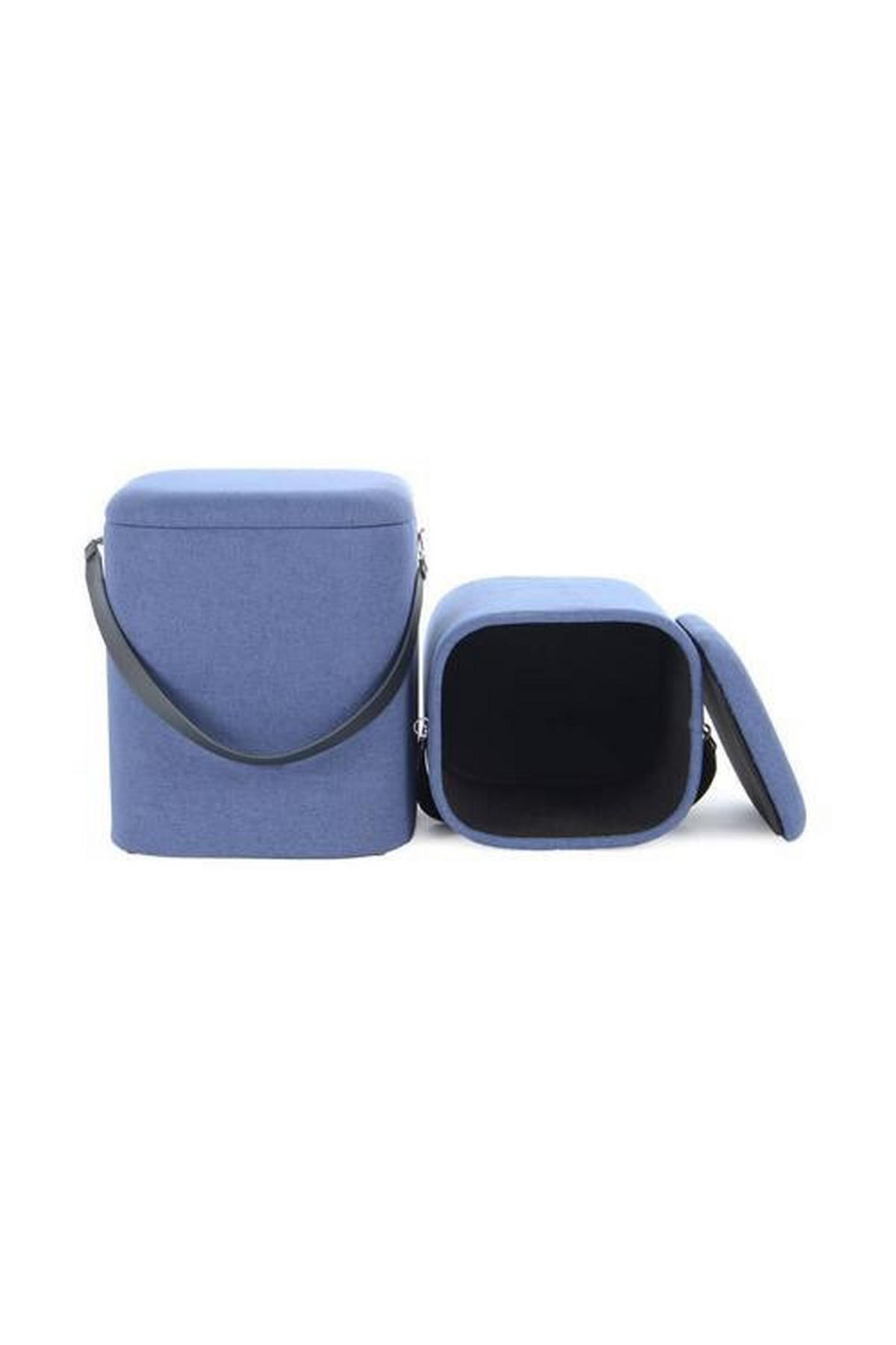 SADA TABURETŮ, 35,5/44/35,5 cm - modrá/černá, Basics, textil/plast (35,5/44/35,5cm)