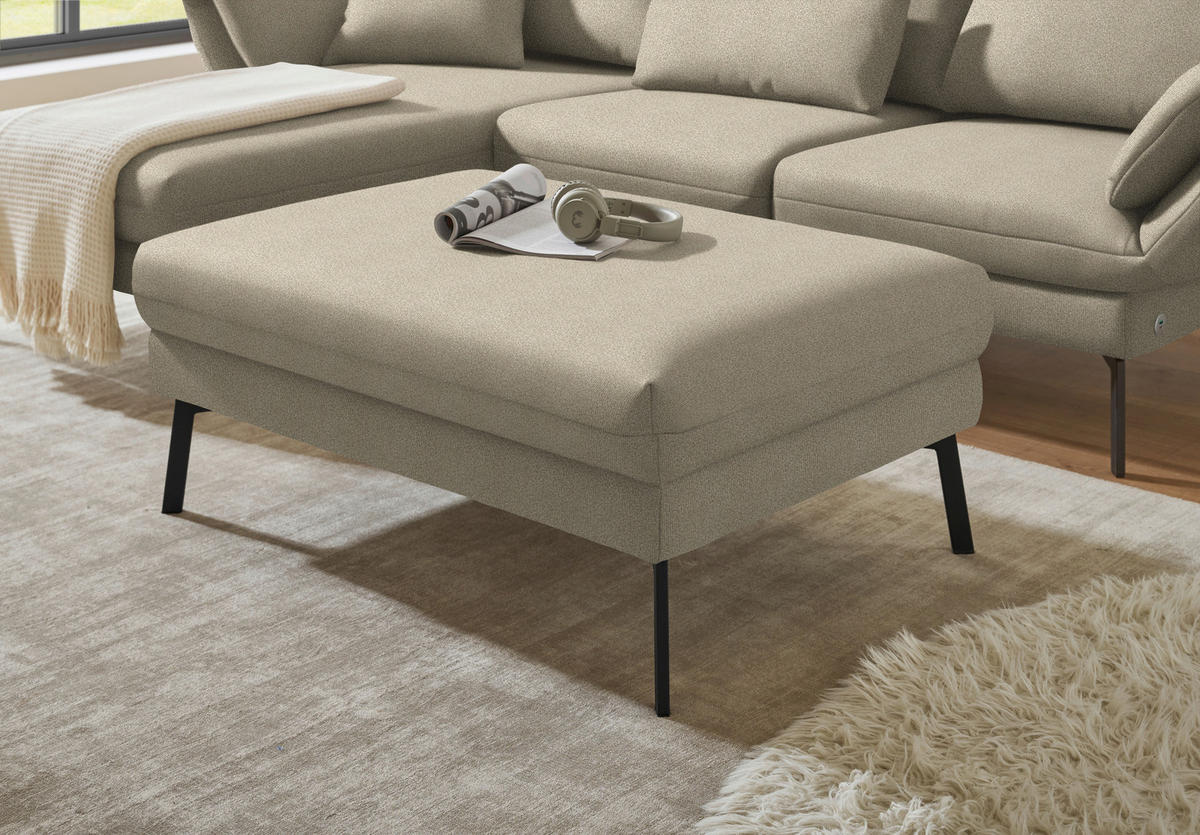ECKSOFA  in Flachgewebe Beige  175-224/255-365 cm  - Beige/Schwarz, Design, Textil/Metall (175-224/255-365cm) - Dieter Knoll