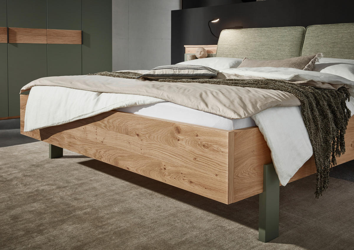 BETTANLAGE 180/200 cm  in Eichefarben, Olivgrün  - Eichefarben/Olivgrün, Design, Holz/Holzwerkstoff (180/200cm) - Dieter Knoll