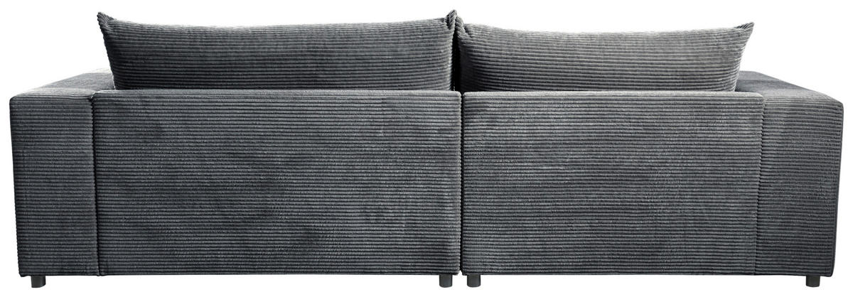 ECKSOFA FUNNY S Dunkelgrau Cord, Velours Zierkissen, Rückenkissen, Hocker  - Dunkelgrau/Schwarz, Basics, Kunststoff/Textil (180/265cm) - Livetastic