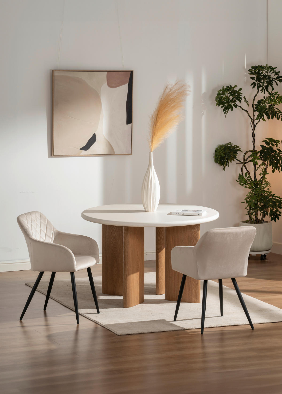 ARMLEHNSTUHL Eisen Samt  - Beige/Schwarz, Trend, Holz/Textil (55/84/60cm) - Livetastic