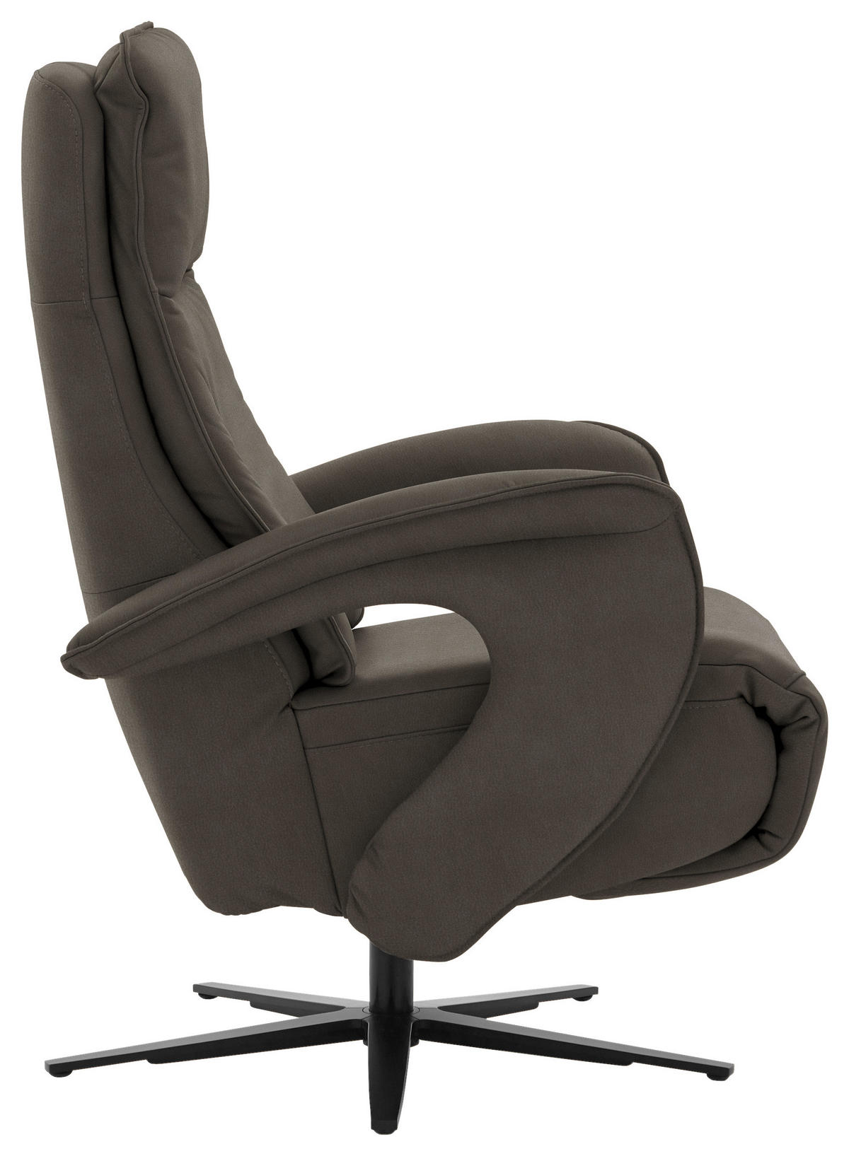 RELAXSESSEL in Leder Graubraun  - Graubraun/Schwarz, Design, Leder/Metall (77/110/87cm) - Valdera