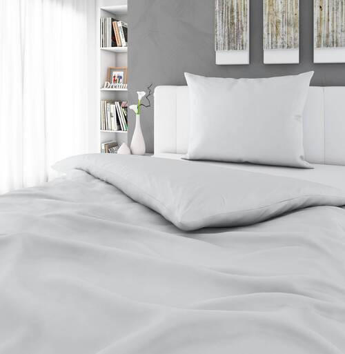BETTWÄSCHESET Satin 160/210 cm  65 cm/100 cm  - Silberfarben, Basics, Textil (160/210cm) - Novel