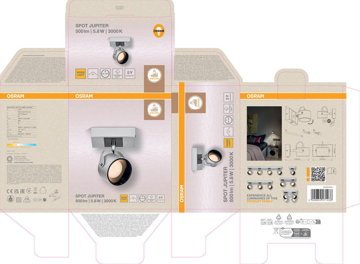 LED-STRAHLER 13/15,5/8 cm   - Silberfarben, Design, Kunststoff/Metall (13/15,5/8cm) - Osram